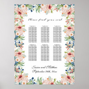 Affiche Aquarelle Floral 6 Tables Siège Mariage