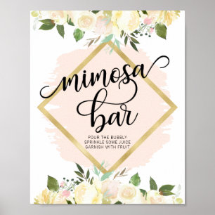 Affiche Aquarelle Floral Blush Or rose MIMOSA BAR SIGNE