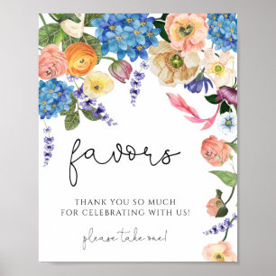 Affiche Aquarelle Floral Fleur sauvage douche nuptiale Fav