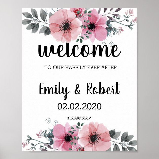 Affiche aquarelle Floral Folial Mariage (Devant)