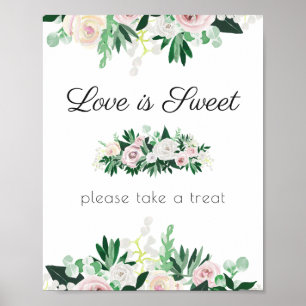 Affiche Aquarelle Floral Green Love is Sweet Mariage