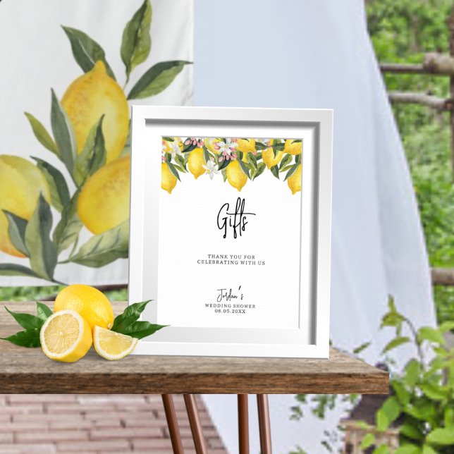 Affiche Aquarelle Floral Lemons Cadeaux Wedding showers (Créateur téléchargé)