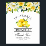 Affiche Aquarelle Floral Lemons Limoncello Mariage<br><div class="desc">Elégante aquarelle Jaune Floral Vert Citrons fait maison Limoncello Mariage Merci Bar Poster</div>