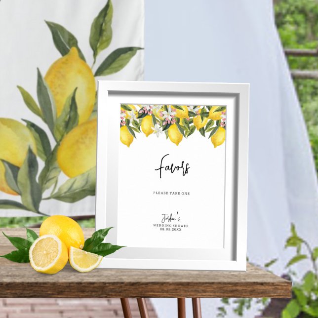 Affiche Aquarelle Floral Lemons Wedding showers Faveurs (Créateur téléchargé)