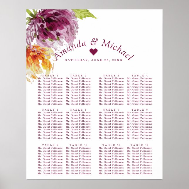 Affiche Aquarelle Floral Mariage (Devant)