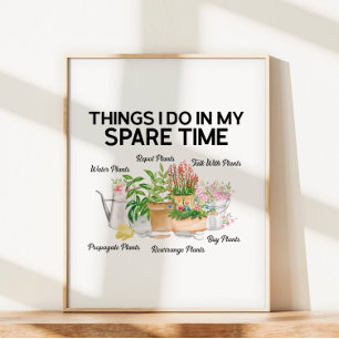 Affiche Aquarelle Floral Plante Funny Citation jardinage