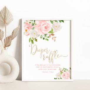 Affiche Aquarelle Floral rousse rose tombole