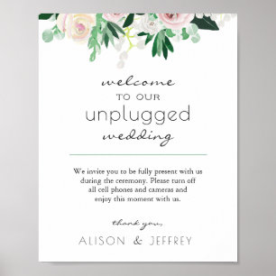 Affiche Aquarelle Floral Vert Mariage débranché