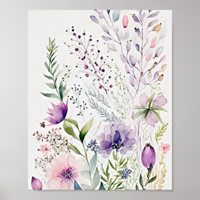 Affiche Aquarelle florale (Devant)