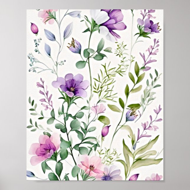 Affiche Aquarelle florale (Devant)