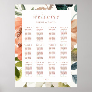 Affiche Aquarelle florale 12 Mariage table