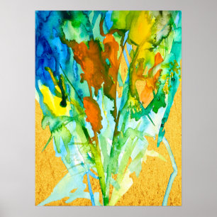 Affiche aquarelle florale Abstraite