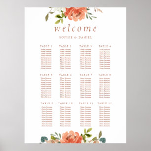 Affiche Aquarelle florale blanche 12 Mariage de table