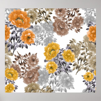 Affiche Aquarelle florale de pivoine Arrière - plan blanc