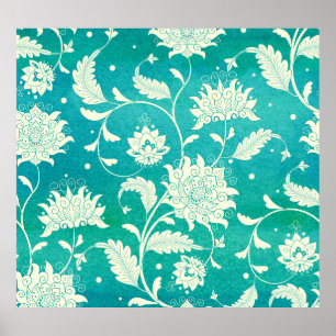 Affiche Aquarelle florale de porcelaine chinoise