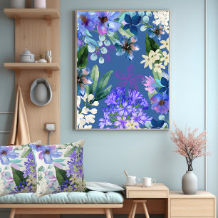 Affiche aquarelle florale feuillage botanique vert