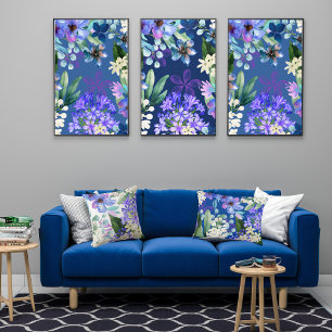 Affiche aquarelle florale feuillage botanique vert