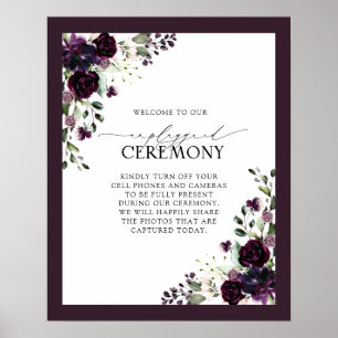 Affiche Aquarelle florale mauve prune non bouchée