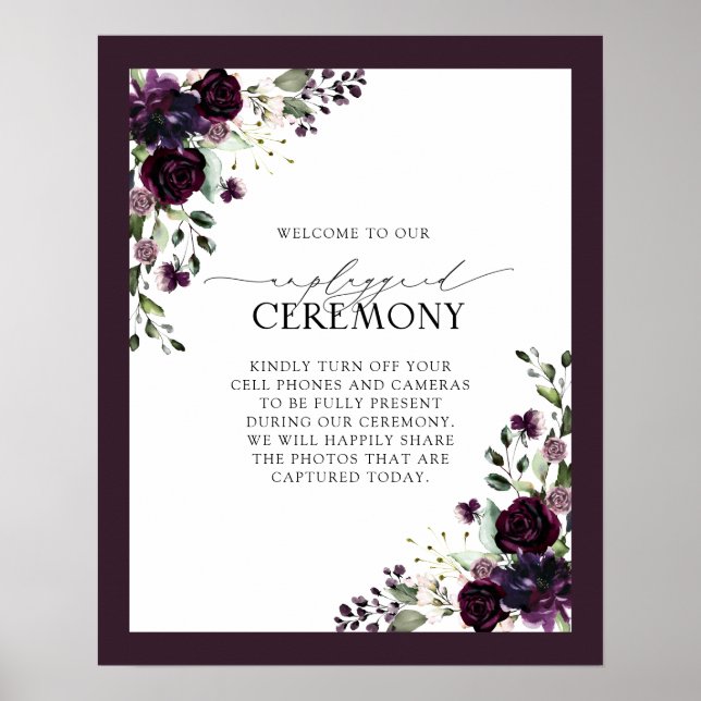 Affiche Aquarelle florale mauve prune non bouchée (Devant)