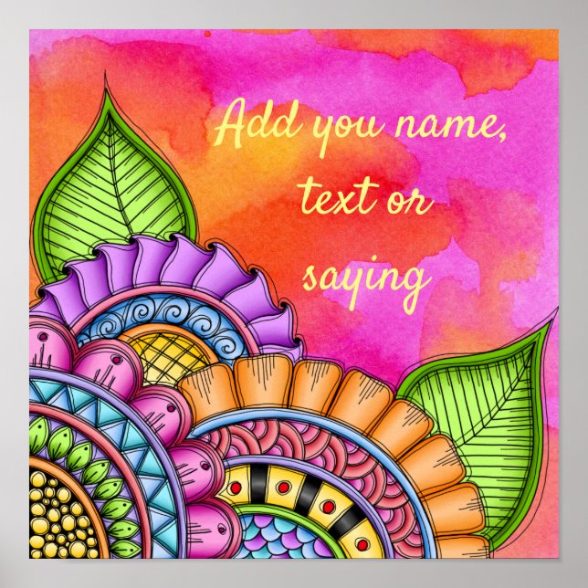 Affiche Aquarelle florale moderne couleur Whimsical (Devant)