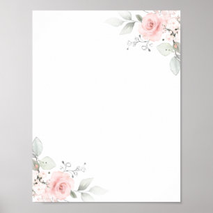 Affiche Aquarelle florale Rose Rose Girl BLANC