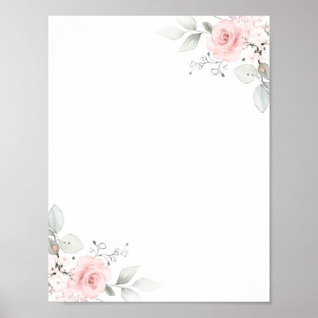 Affiche Aquarelle florale Rose Rose Girl BLANC (Devant)