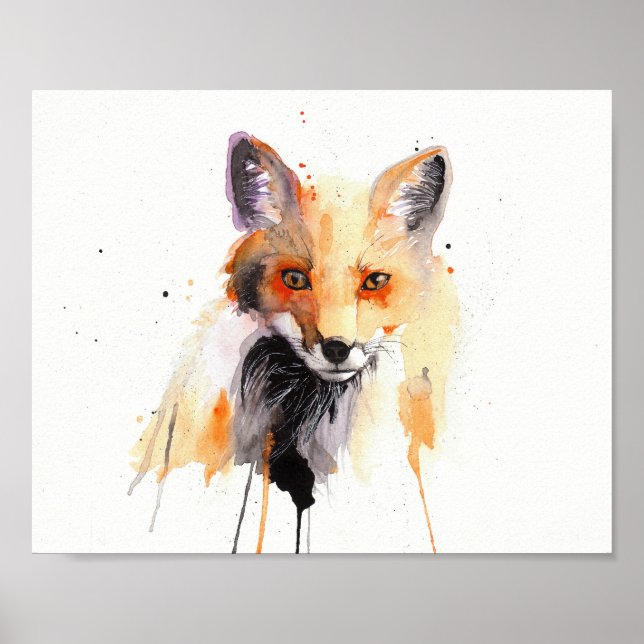 Affiche aquarelle fox (Devant)