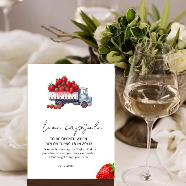 Affiche Aquarelle fraise baby shower temps Capsule (Créateur téléchargé)