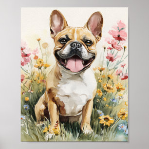 Affiche Aquarelle française Bulldog Imprimer - Joli sourir