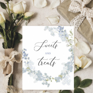 Affiche Aquarelle friandises Baby shower de fleurs bleues