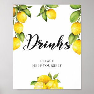 Affiche Aquarelle Fruits d'été Citron Boissons Signal