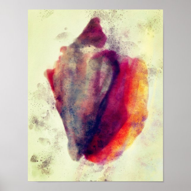 Affiche Aquarelle Gastropod Burgundy Gold Snail Shell (Devant)