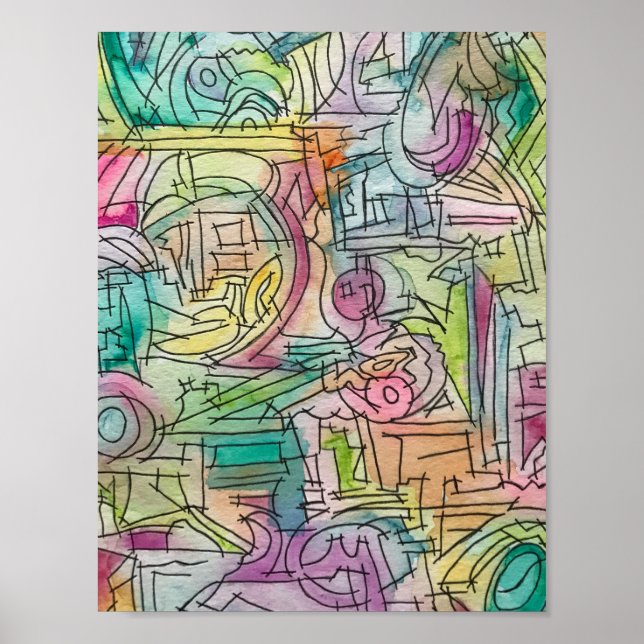 Affiche Aquarelle géométrique alassio-Abstraite (Devant)