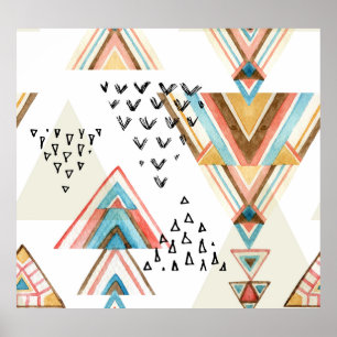 Affiche Aquarelle Géométrique Sans joint : Style Tribal.