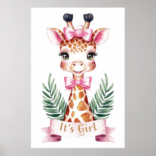 Affiche Aquarelle girafe animal sauvage C'est la fille#3