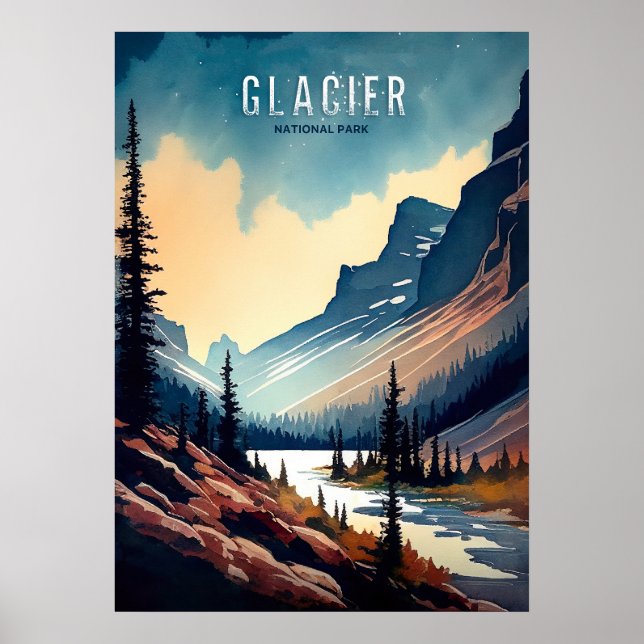 Affiche Aquarelle Glacier (Devant)