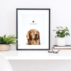 Affiche Aquarelle Golden Retriever Illustration Nom du chi