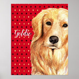 Affiche Aquarelle Golden Retriever personnalisée