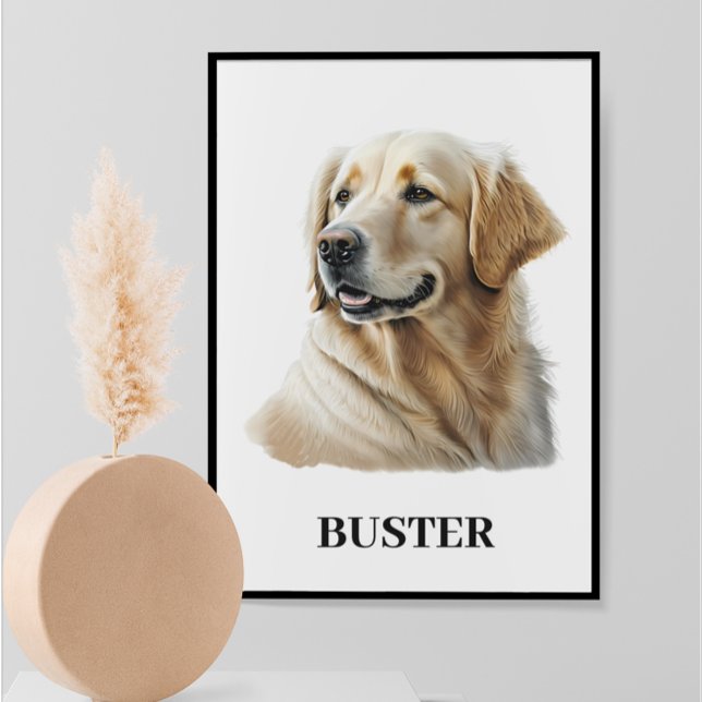 Affiche Aquarelle Golden RetrieverPortrait Personnalisé (Créateur téléchargé)
