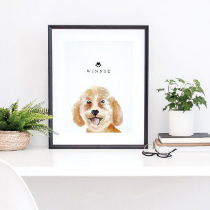 Affiche Aquarelle Goldendoodle Illustration Nom du chien