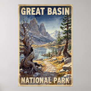 Affiche Aquarelle Great Basin National Park Rétro