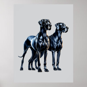 Affiche Aquarelle Great Danes