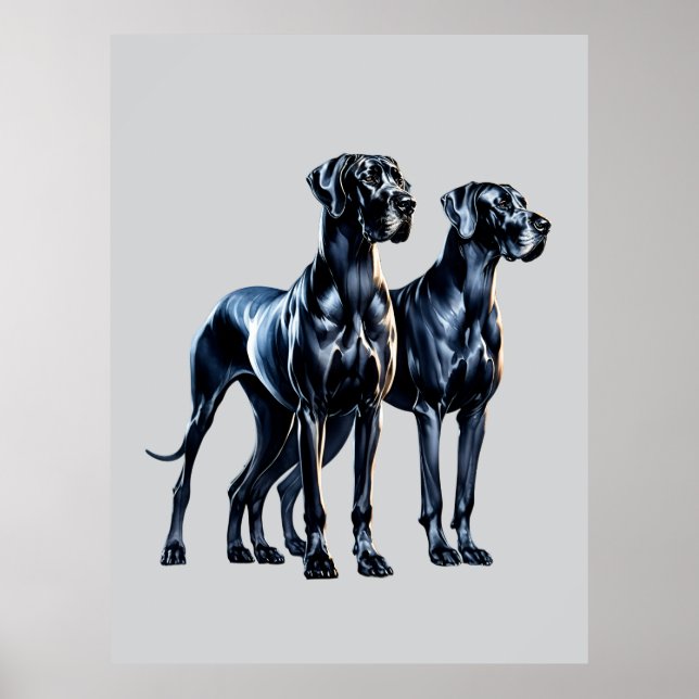 Affiche Aquarelle Great Danes (Devant)