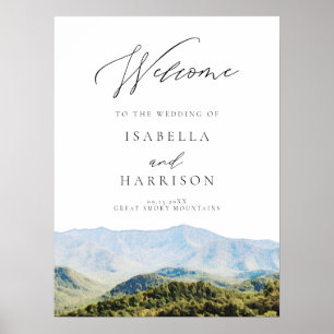 Affiche Aquarelle Great Smoky Mountains Mariage Bienvenue