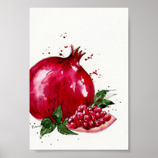 Affiche Aquarelle grenade art cuisine