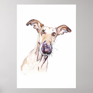 Affiche aquarelle Greyhound, Art mural amateur de