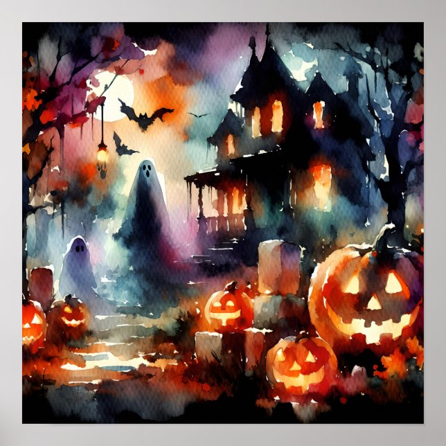 Affiche Aquarelle Halloween (Devant)