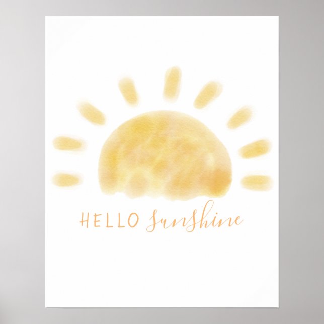 Affiche Aquarelle "Hello Sunshine" Sun Wall Art (Devant)