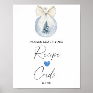 Affiche Aquarelle hiver bullez votre carte de recette ici