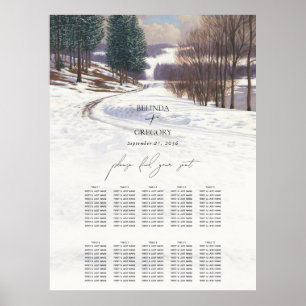 Affiche Aquarelle Hiver Mariage paysage neige